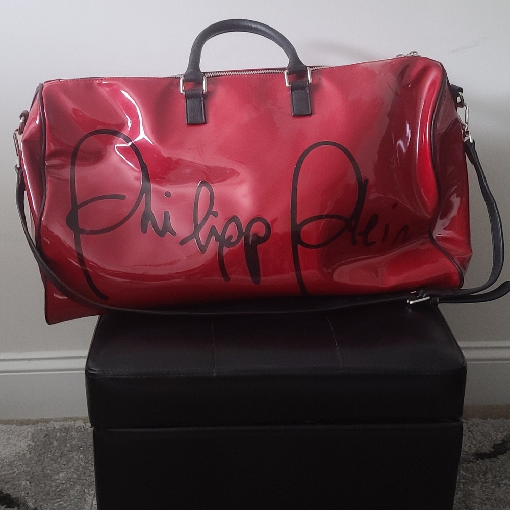 Beautiful Red Vinyl Philipp Plien Overnight Bag
